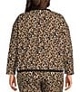 Calessa Plus Size Knit Leopard Print Round Neck Long Sleeve Button Front Jacket - Image 2