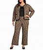 Calessa Plus Size Knit Leopard Print Round Neck Long Sleeve Button Front Jacket - Image 3