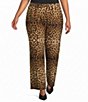 Calessa Plus Size Knit Leopard Wide Leg Pull-On Coordinating Pants - Image 1