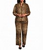 Calessa Plus Size Knit Leopard Wide Leg Pull-On Coordinating Pants - Image 3