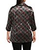 Calessa Plus Size Knit Plaid Cowl Neck 3/4 Roll-Tab Sleeve Tunic - Image 2