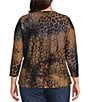 Calessa Plus Size Knit Printed Scoop Neck 3/4 Sleeve Tee - Image 2