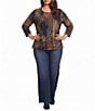 Calessa Plus Size Knit Printed Scoop Neck 3/4 Sleeve Tee - Image 3