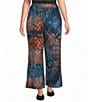 Calessa Plus Size Knit Printed Wide Leg Pull-On Ankle Coordinating Pants - Image 1