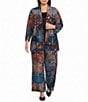 Calessa Plus Size Knit Printed Wide Leg Pull-On Ankle Coordinating Pants - Image 3