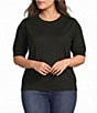 Calessa Plus Size Knit Round Neck Short Sleeve Sweater - Image 1
