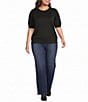 Calessa Plus Size Knit Round Neck Short Sleeve Sweater - Image 3