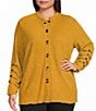 Calessa Plus Size Knit Split Round Neck Long Sleeve Button Front Tunic - Image 1