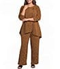 Calessa Plus Size Knit Stripe Comfort Coordinating Pull-On Pants - Image 3