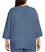 Calessa Plus Size Knit Stripe Scoop Neck Short Sleeve Asymmetric Coordinating Top - Image 2
