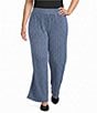 Calessa Plus Size Knit Stripe Wide Leg Pull-On Ankle Coordinating Pants - Image 1