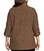 Calessa Plus Size Knit Texture Zip Mock Neck 3/4 Roll-Tab Sleeve Tunic - Image 2