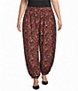 Calessa Plus Size Leaf Print Coordinating Harem Ankle Pants - Image 1