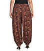 Calessa Plus Size Leaf Print Coordinating Harem Ankle Pants - Image 2