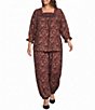 Calessa Plus Size Leaf Print Coordinating Harem Ankle Pants - Image 3