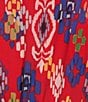 Calessa Plus Size Mesh Knit Abstract Ikat Print V-Neck Cap Sleeve Midi Dress, Color:Red Multi - Image 3