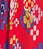 Calessa Plus Size Mesh Knit Printed Round Split Neck 3/4 Sleeve Button Front Tunic, Color:Red Multi - Image 4