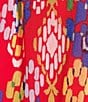 Calessa Plus Size Mesh Knit Ikat Printed Square Neck Elbow Sleeve Tunic, Color:Red Multi - Image 4