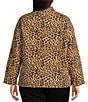 Calessa Plus Size Reversible Quilted Animal Printed Band Collar Long Sleeve Shirt Jacket, Color:Sand/Black - Image 2