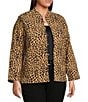 Calessa Plus Size Reversible Quilted Animal Printed Band Collar Long Sleeve Shirt Jacket, Color:Sand/Black - Image 3