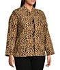 Calessa Plus Size Reversible Quilted Animal Printed Band Collar Long Sleeve Shirt Jacket, Color:Sand/Black - Image 4