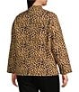 Calessa Plus Size Reversible Quilted Animal Printed Band Collar Long Sleeve Shirt Jacket, Color:Sand/Black - Image 5