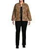 Calessa Plus Size Reversible Quilted Animal Printed Band Collar Long Sleeve Shirt Jacket, Color:Sand/Black - Image 6