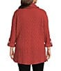 Calessa Plus Size Solid Textured Cowl Neck Roll-Tab Sleeve Tunic, Color:Rust - Image 3