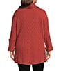 Calessa Plus Size Solid Textured Cowl Neck Roll-Tab Sleeve Tunic, Color:Rust - Image 4