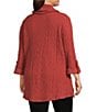 Calessa Plus Size Solid Textured Cowl Neck Roll-Tab Sleeve Tunic, Color:Rust - Image 7