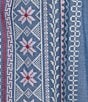 Calessa Plus Size Split V-Neck Short Sleeve Embroidered Tunic, Color:Indigo - Image 4