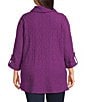 Calessa Plus Size Textured Bubble Knit Cowl Neck 3/4 Sleeve Tunic, Color:Eggplant - Image 2