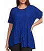 Calessa Plus Size Textured Knit Asymmetric Hem Tunic - Image 1