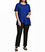 Calessa Plus Size Textured Knit Asymmetric Hem Tunic - Image 3