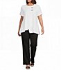 Calessa Plus Size Textured Knit Asymmetric Hem Tunic - Image 3