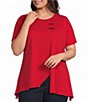 Calessa Plus Size Textured Knit Asymmetric Hem Tunic - Image 1