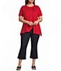 Calessa Plus Size Textured Knit Asymmetric Hem Tunic - Image 3
