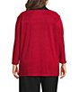 Calessa Plus Size Textured Knit Contrast Drawstring Cowl Neck 3/4 Sleeve Patch Pocket Tunic - Image 2