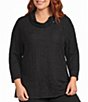 Calessa Plus Size Textured Knit Cowl Neck 3/4 Sleeve Top - Image 5