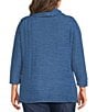 Calessa Plus Size Textured Knit Cowl Neck 3/4 Sleeve Top - Image 2