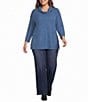 Calessa Plus Size Textured Knit Cowl Neck 3/4 Sleeve Top - Image 3