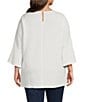 Calessa Plus Size Textured Knit Floral Applique Round Neck 3/4 High Low Tunic - Image 2