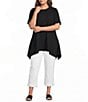Calessa Plus Size Textured Knit Mock Neck Short Sleeve Asymmetric Tunic - Image 3