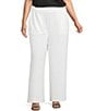 Calessa Plus Size Textured Knit Pull-On Wide Leg Pants - Image 1