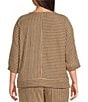 Calessa Plus Size Textured Knit Round Neck 3/4 Roll-Tab Sleeve Coordinating Tunic - Image 2