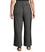 Calessa Plus Size Textured Knit Stripe Wide-Leg Pull-On Ankle Pants - Image 2
