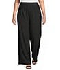 Calessa Plus Size Textured Knit Wide Leg Pull-On Pants - Image 1