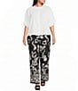 Calessa Plus Size Textured Split Tie Neck Elbow Length Sleeve Button Front Tunic - Image 3