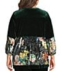 Calessa Plus Size Velvet Floral Embroidered V-Neck Long Sleeve Partial Button Front Tunic - Image 2