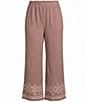 Calessa Plus Size Wide Leg Embroidered Border Hem Pull-On Coordinating Cropped Pants - Image 5